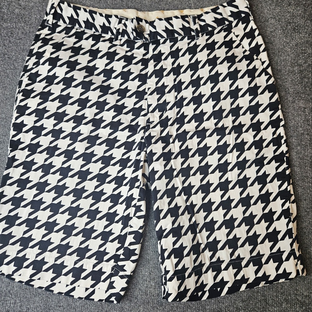 Loudmouth Mens Golf Shorts Size 34 Black White Houndstooth Chino
